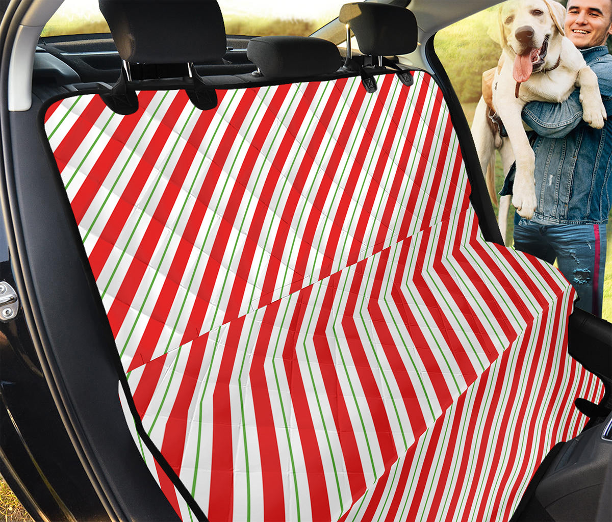 Christmas Candy Cane Stripe Print Pet Car Back Seat Cover