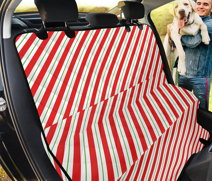 Christmas Candy Cane Stripe Print Pet Car Back Seat Cover
