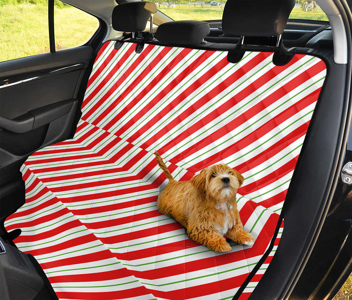 Christmas Candy Cane Stripe Print Pet Car Back Seat Cover