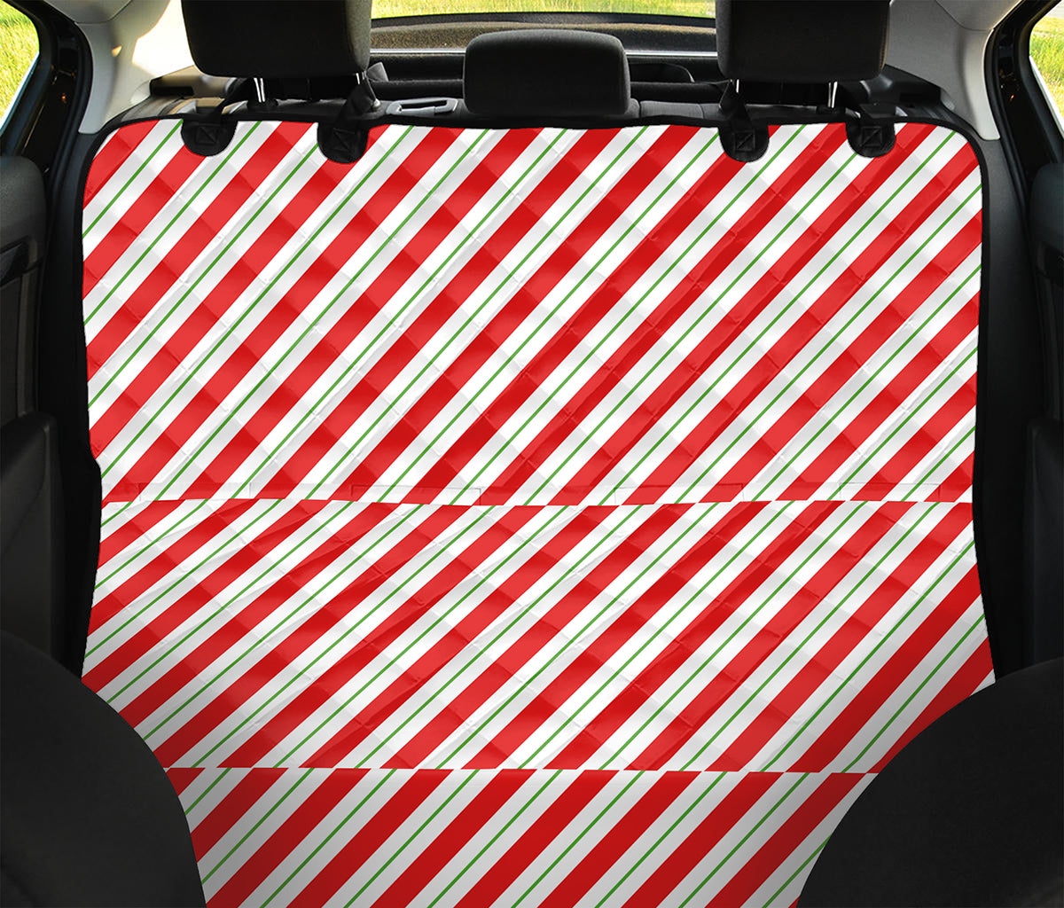 Christmas Candy Cane Stripe Print Pet Car Back Seat Cover