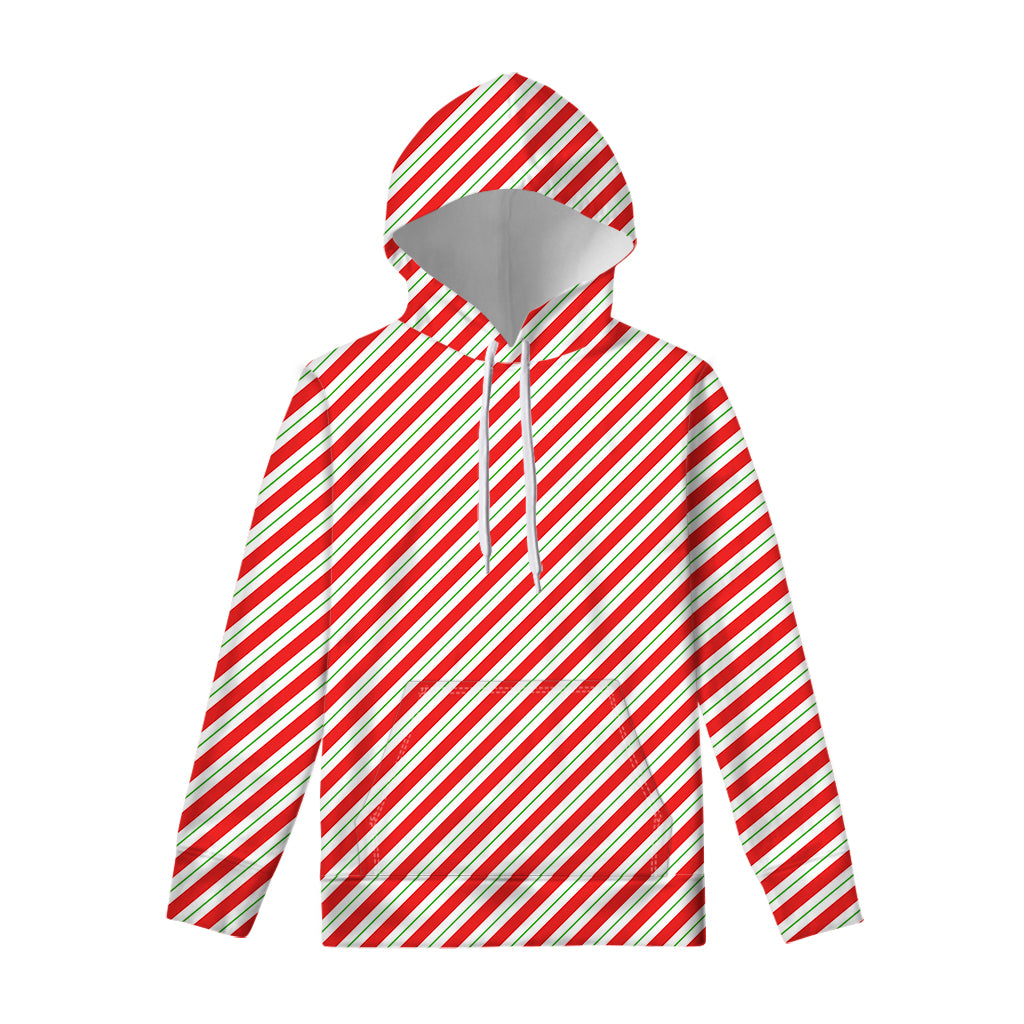 Christmas Candy Cane Stripe Print Pullover Hoodie