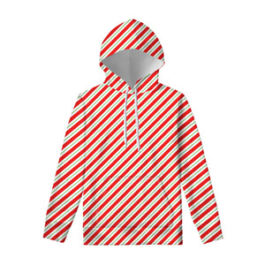 Christmas Candy Cane Stripe Print Pullover Hoodie