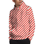 Christmas Candy Cane Stripe Print Pullover Hoodie