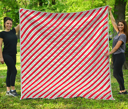 Christmas Candy Cane Stripe Print Quilt
