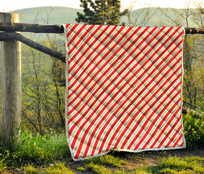 Christmas Candy Cane Stripe Print Quilt
