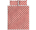 Christmas Candy Cane Stripe Print Quilt Bed Set