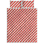 Christmas Candy Cane Stripe Print Quilt Bed Set