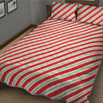Christmas Candy Cane Stripe Print Quilt Bed Set