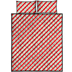 Christmas Candy Cane Stripe Print Quilt Bed Set