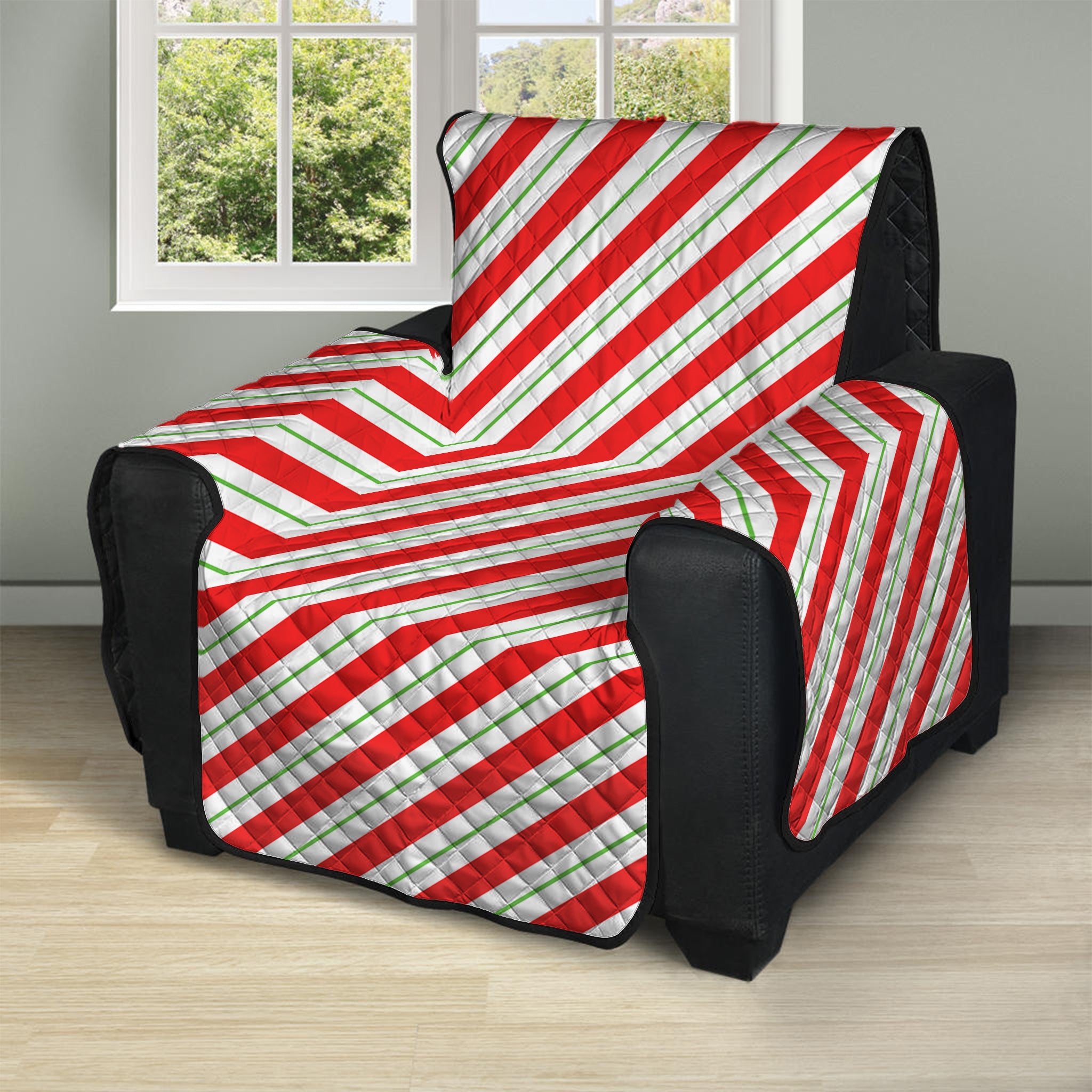 Christmas Candy Cane Stripe Print Recliner Protector