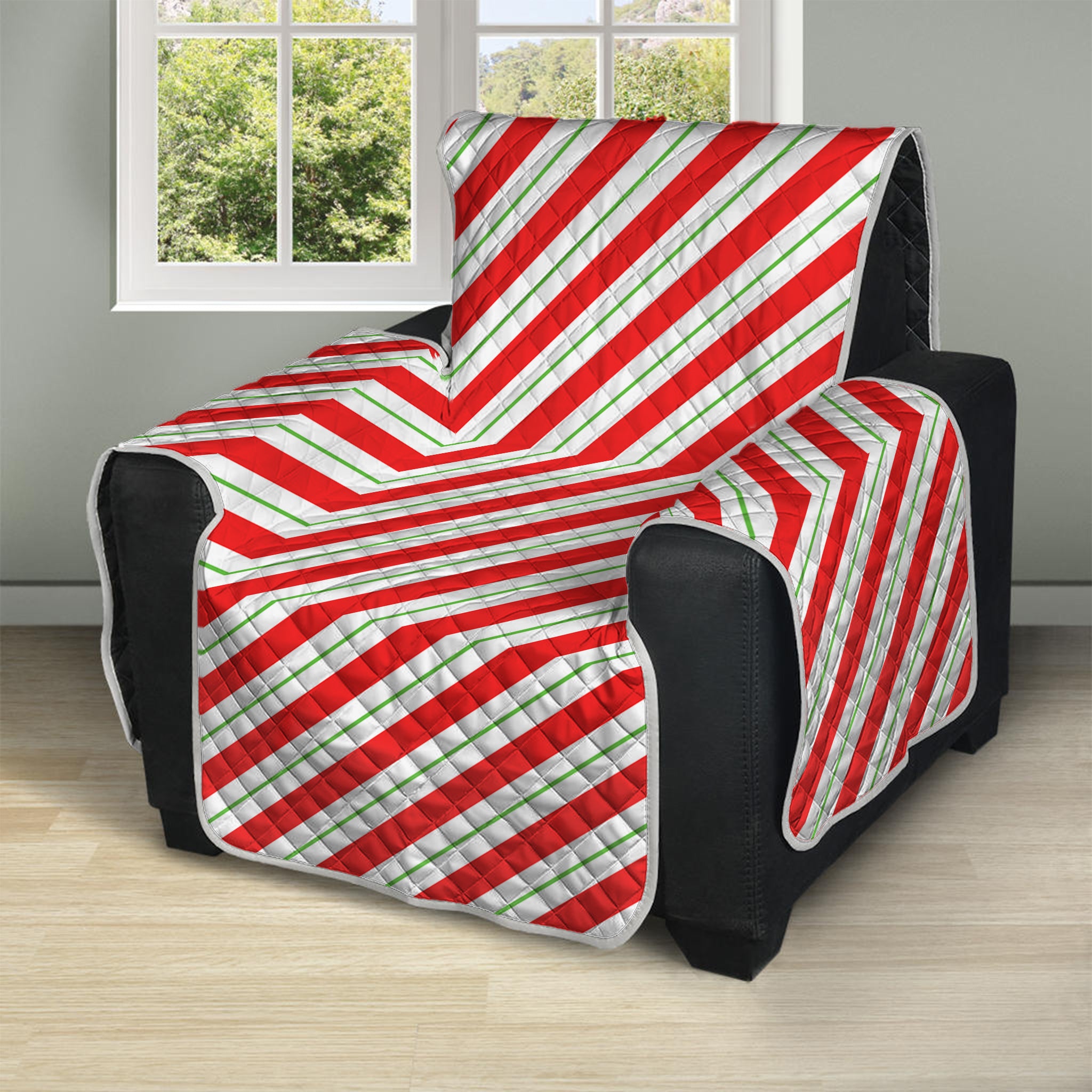 Christmas Candy Cane Stripe Print Recliner Protector