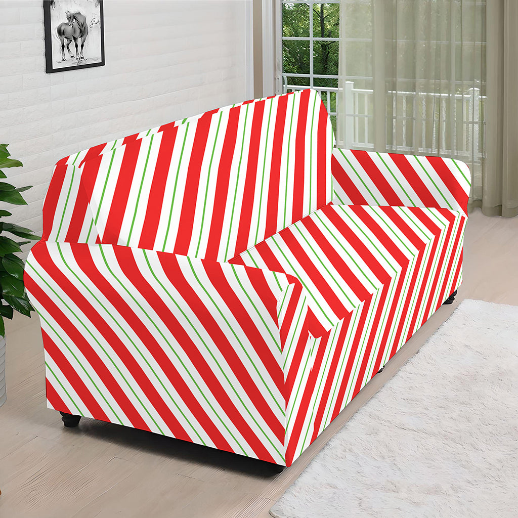 Christmas Candy Cane Stripe Print Sofa Cover