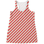 Christmas Candy Cane Stripe Print Women's Racerback Tank Top