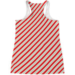 Christmas Candy Cane Stripe Print Women's Racerback Tank Top