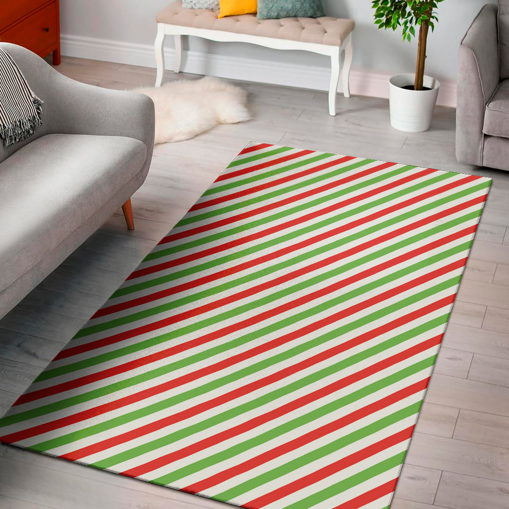 Christmas Candy Cane Striped Print Area Rug
