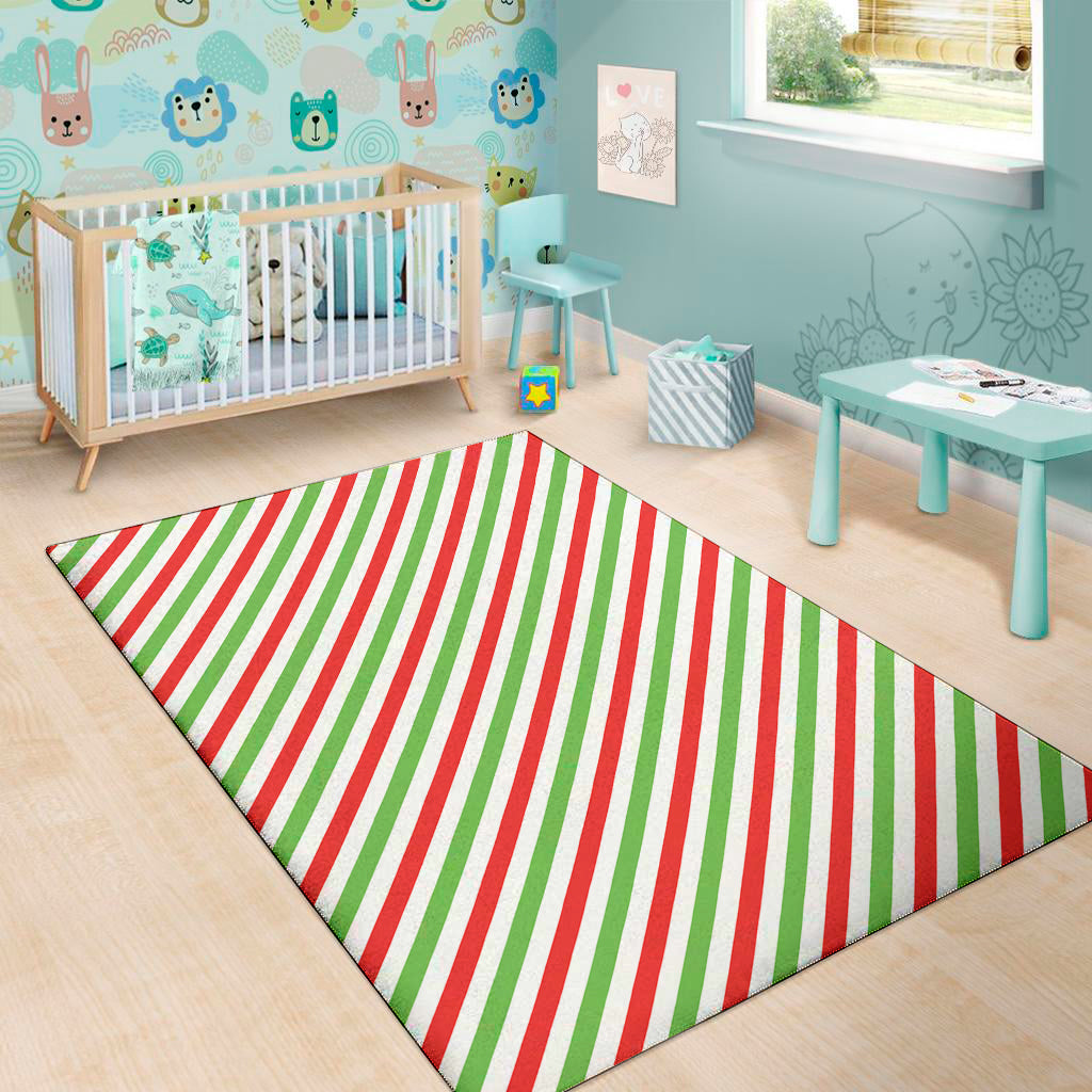 Christmas Candy Cane Striped Print Area Rug
