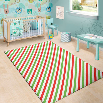 Christmas Candy Cane Striped Print Area Rug