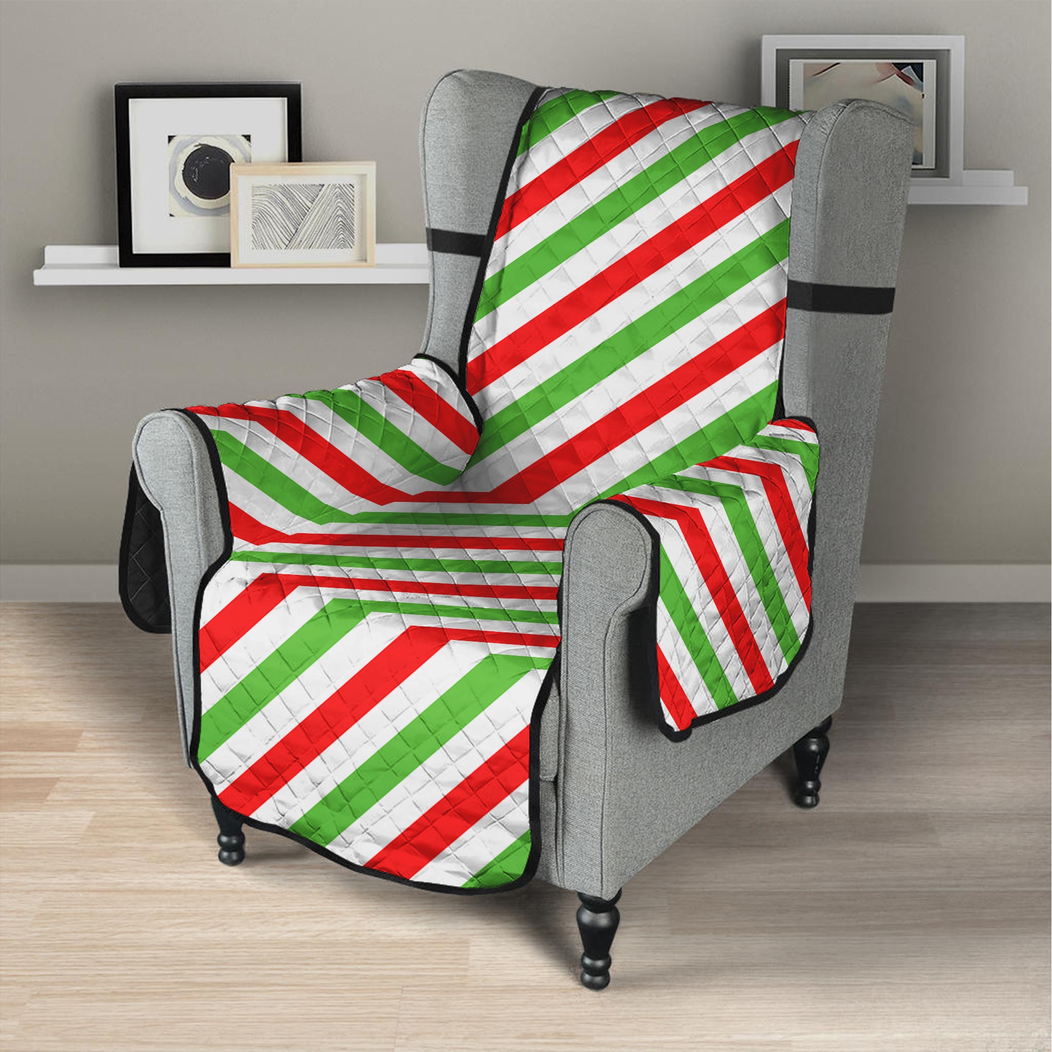 Christmas Candy Cane Striped Print Armchair Protector