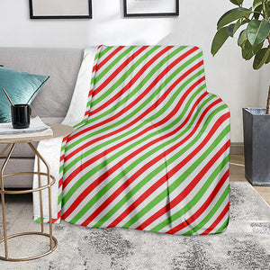 Christmas Candy Cane Striped Print Blanket