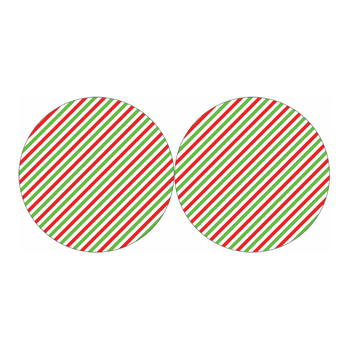 Christmas Candy Cane Striped Print Car Coasters