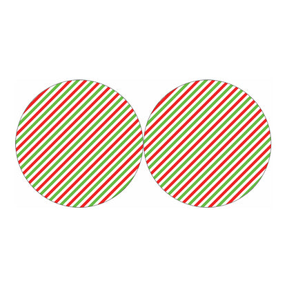 Christmas Candy Cane Striped Print Car Coasters