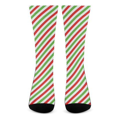 Christmas Candy Cane Striped Print Crew Socks