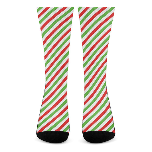 Christmas Candy Cane Striped Print Crew Socks