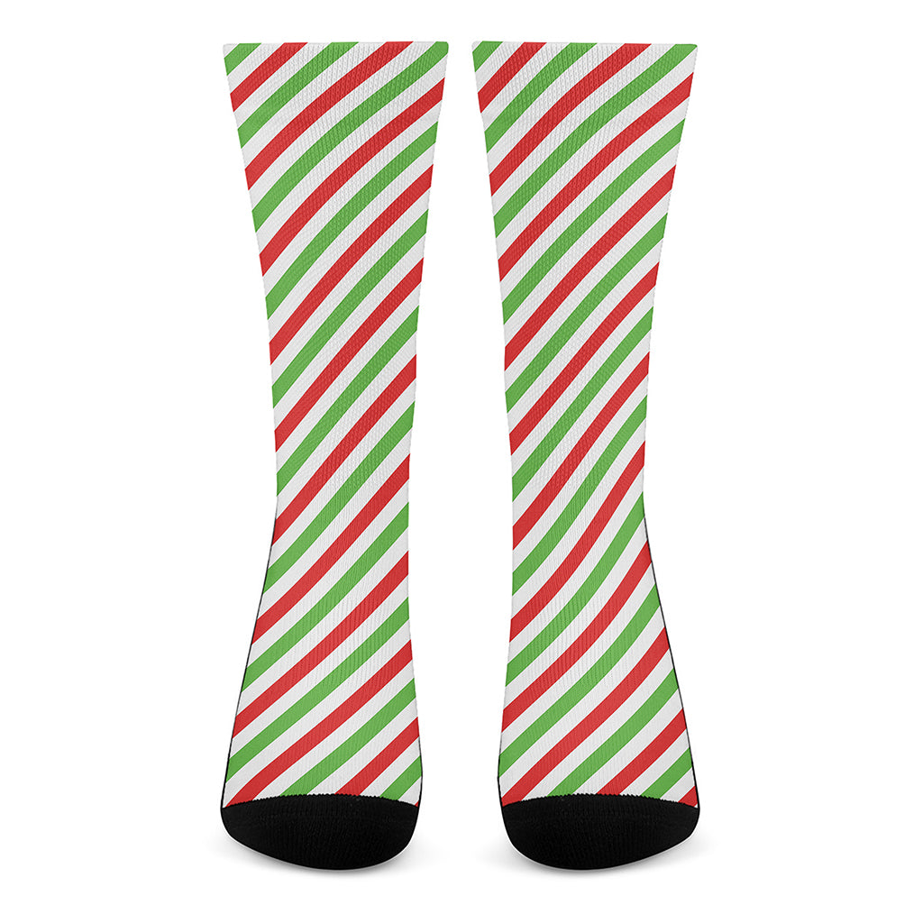 Christmas Candy Cane Striped Print Crew Socks