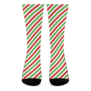 Christmas Candy Cane Striped Print Crew Socks