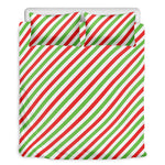 Christmas Candy Cane Striped Print Duvet Cover Bedding Set