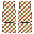 Christmas Candy Cane Striped Print Front and Back Car Floor Mats