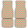 Christmas Candy Cane Striped Print Front and Back Car Floor Mats
