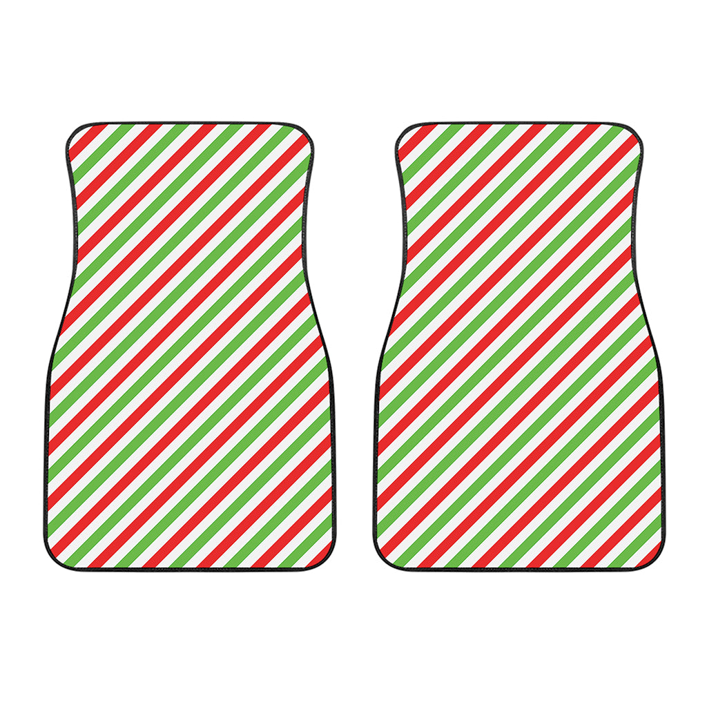 Christmas Candy Cane Striped Print Front Car Floor Mats