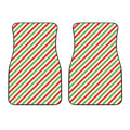 Christmas Candy Cane Striped Print Front Car Floor Mats
