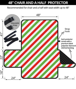 Christmas Candy Cane Striped Print Half Sofa Protector