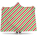 Christmas Candy Cane Striped Print Hooded Blanket