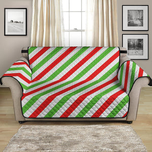 Christmas Candy Cane Striped Print Loveseat Protector