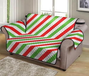 Christmas Candy Cane Striped Print Loveseat Protector