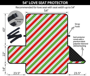 Christmas Candy Cane Striped Print Loveseat Protector