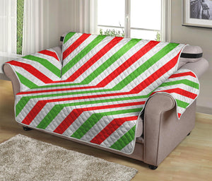 Christmas Candy Cane Striped Print Loveseat Protector