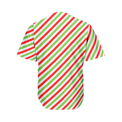 Christmas Candy Cane Striped Print Men's Baseball Jersey