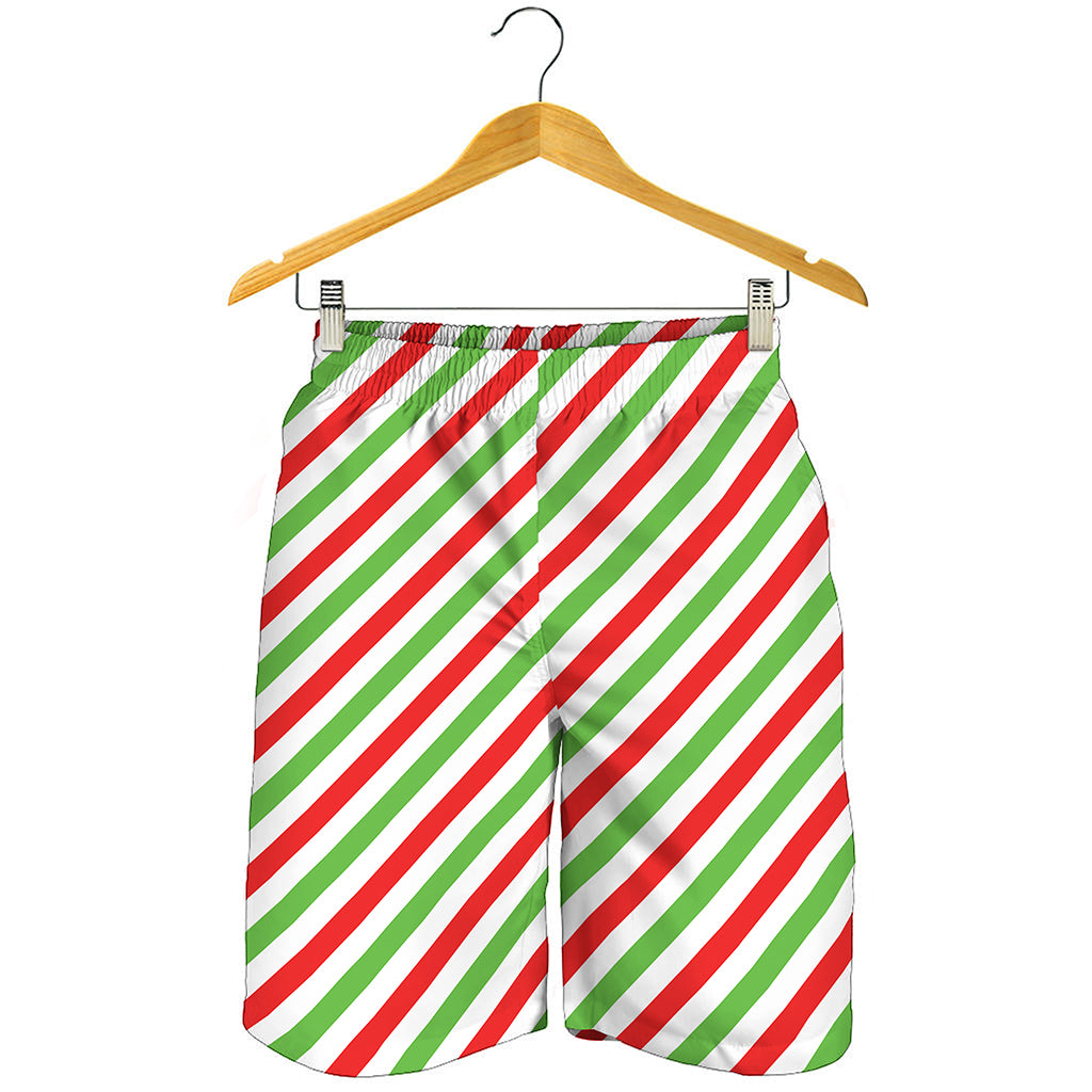 Christmas Candy Cane Striped Print Men's Shorts