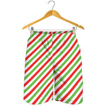 Christmas Candy Cane Striped Print Men's Shorts