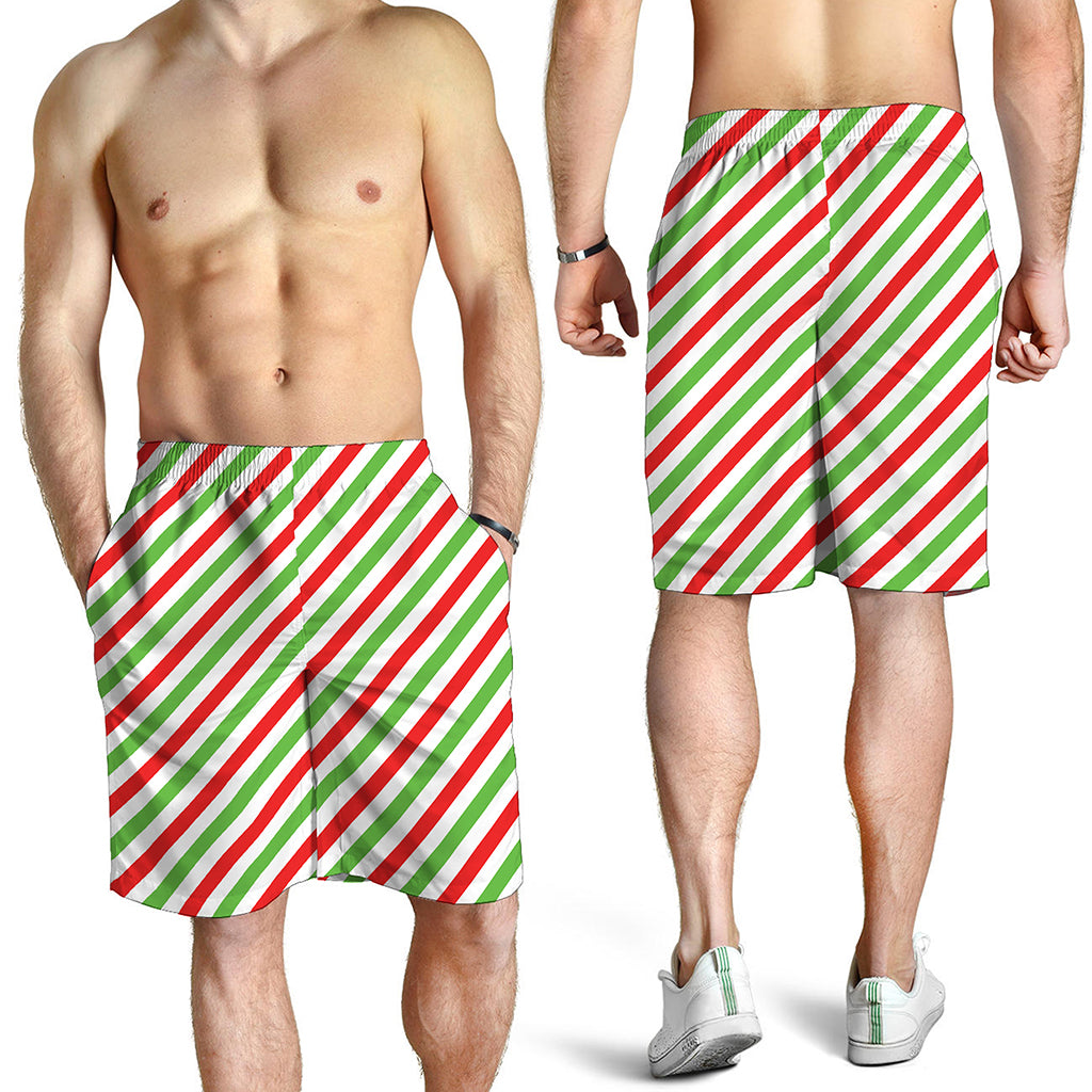 Christmas Candy Cane Striped Print Men's Shorts