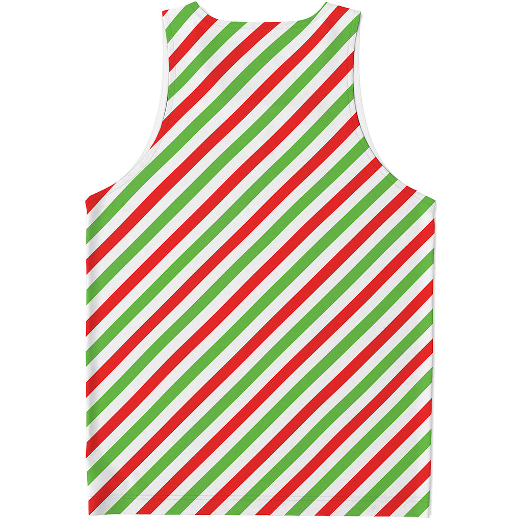 Christmas Candy Cane Striped Print Men's Tank Top