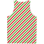 Christmas Candy Cane Striped Print Men's Tank Top