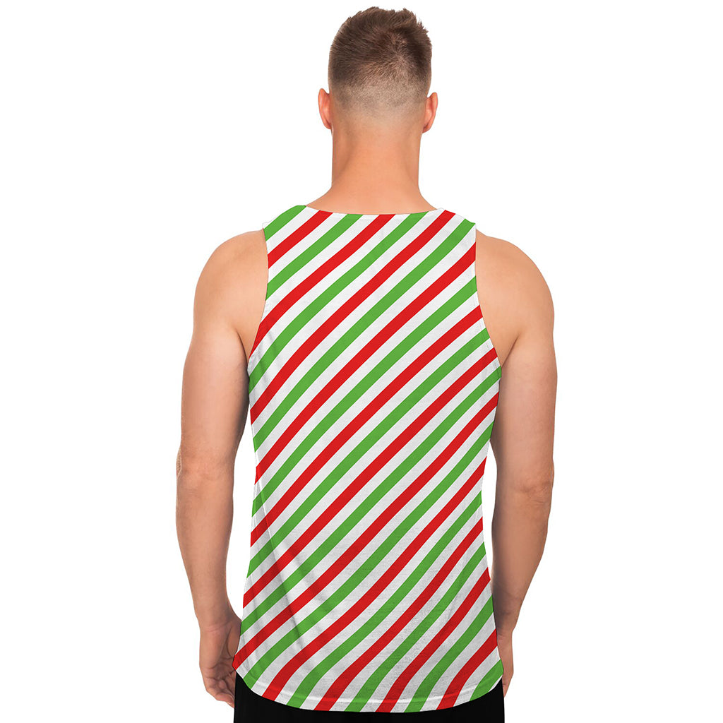 Christmas Candy Cane Striped Print Men's Tank Top
