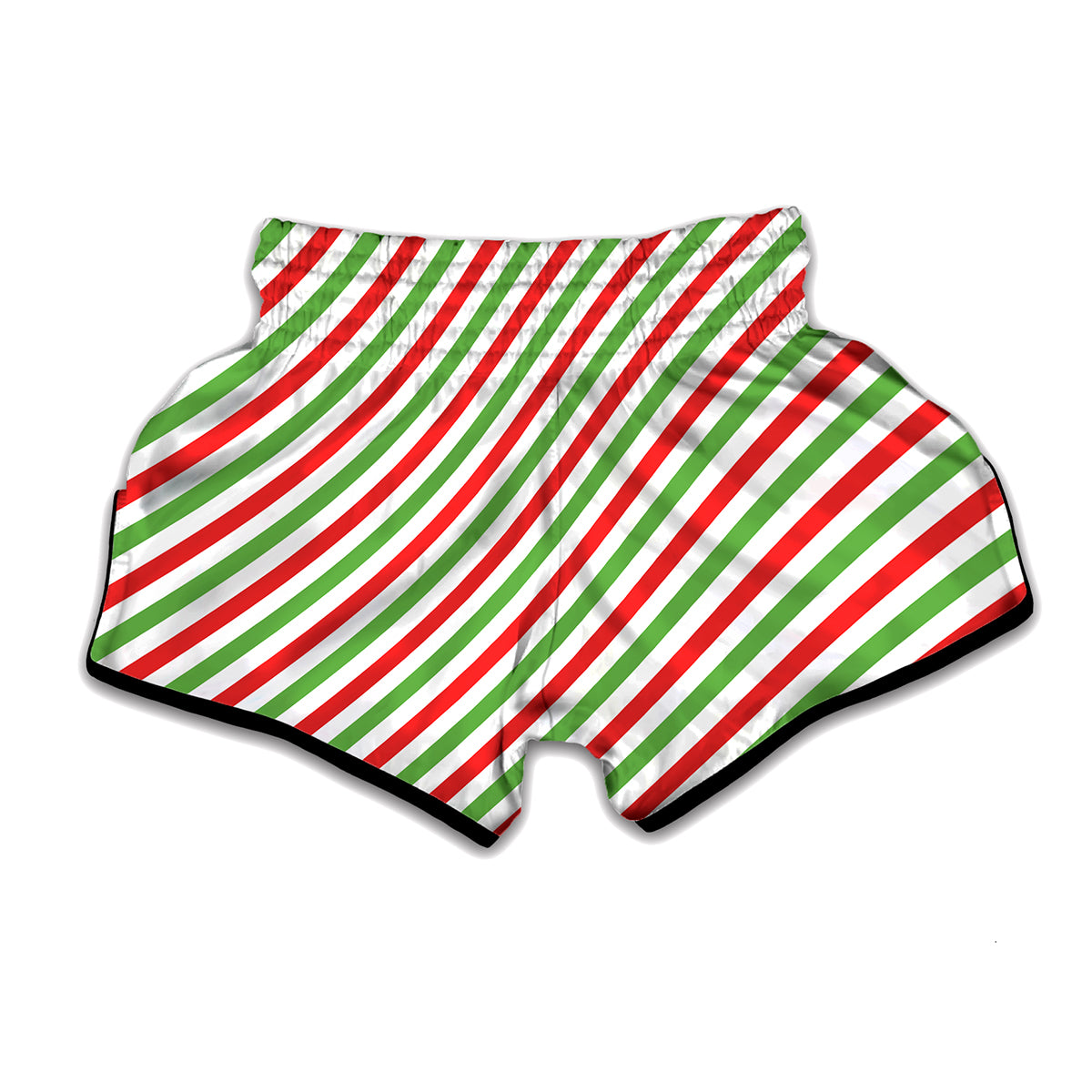 Christmas Candy Cane Striped Print Muay Thai Boxing Shorts