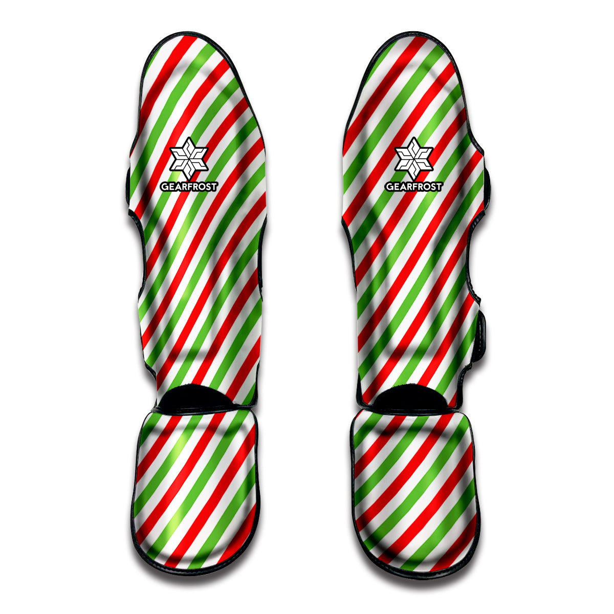 Christmas Candy Cane Striped Print Muay Thai Shin Guard