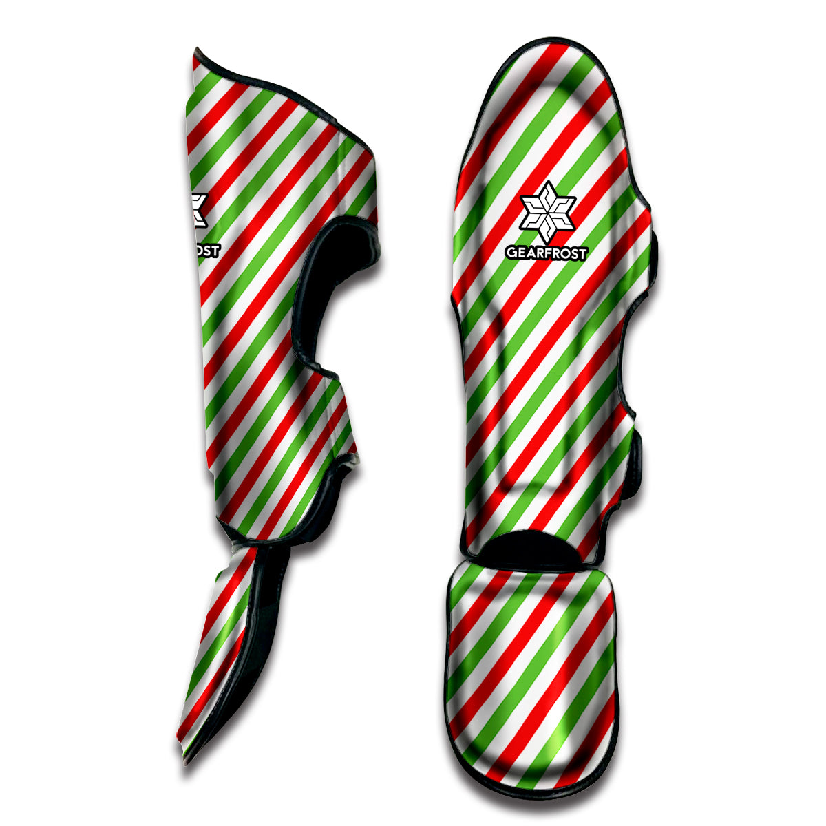 Christmas Candy Cane Striped Print Muay Thai Shin Guard